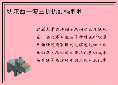 切尔西一波三折仍顽强胜利